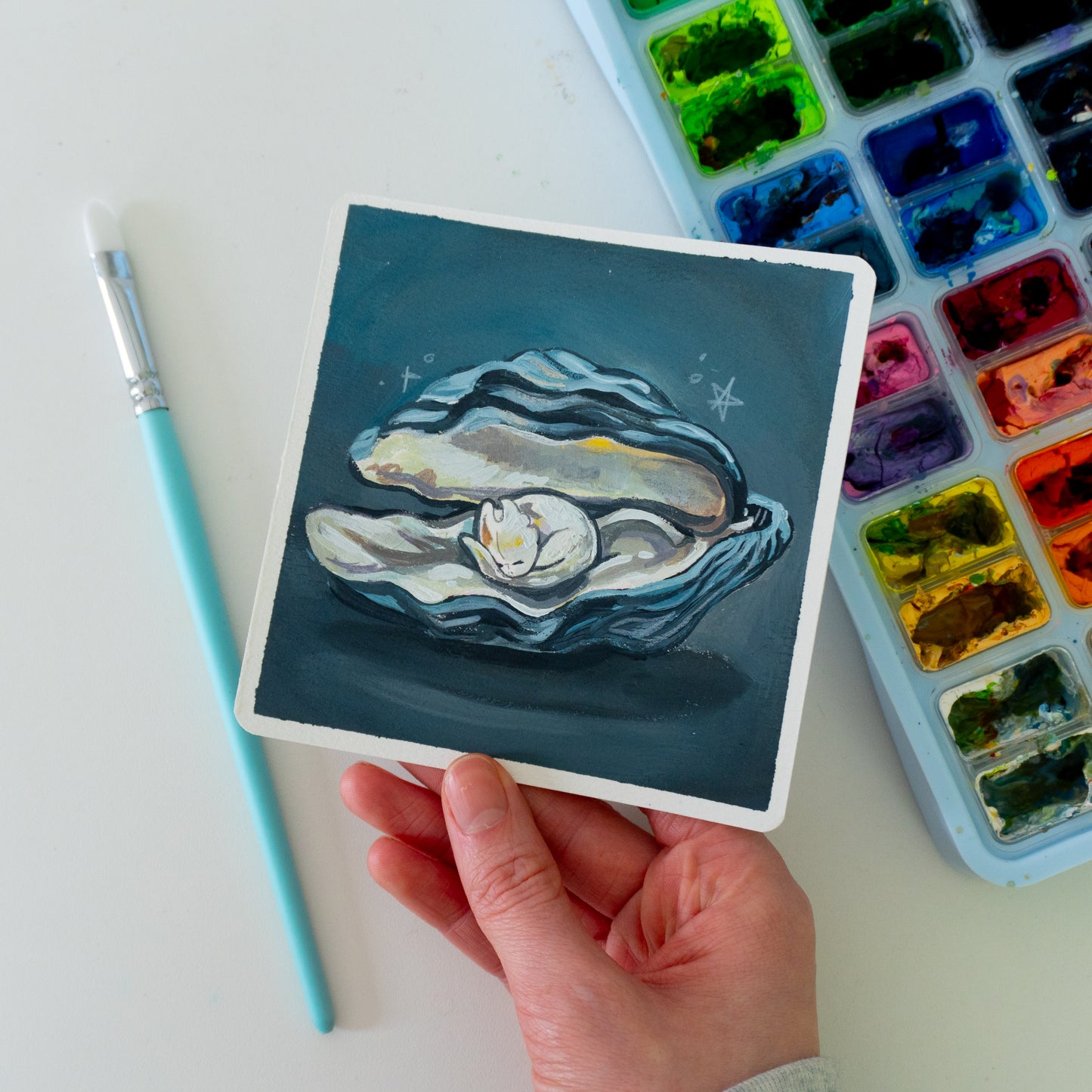Perlen-Drache - Botober Gouache Original Gemälde