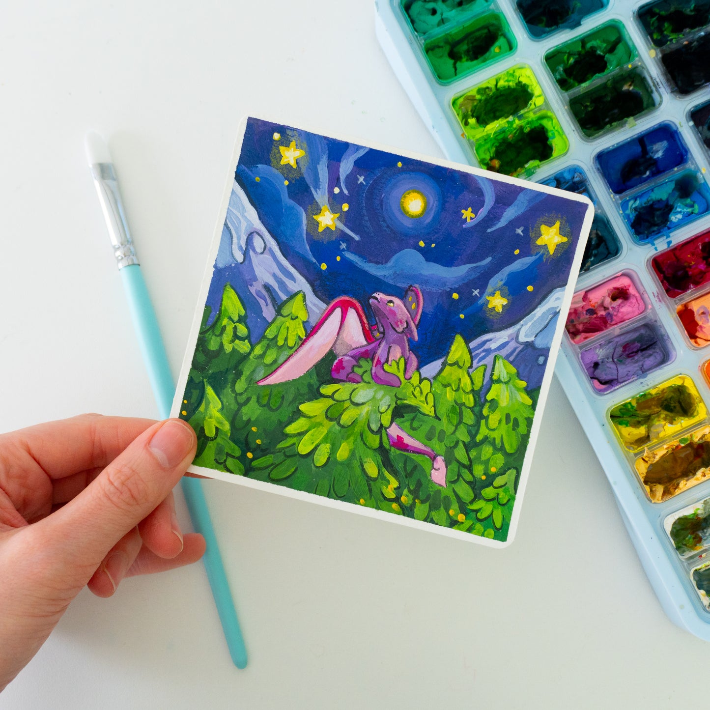 Stern-Drache - Botober Gouache Original Gemälde