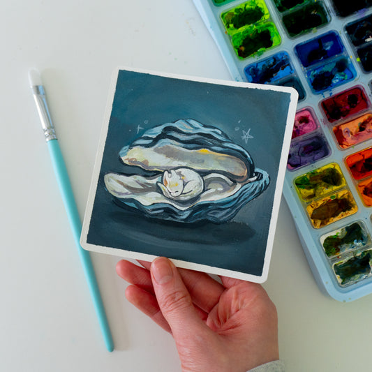 Perlen-Drache - Botober Gouache Original Gemälde