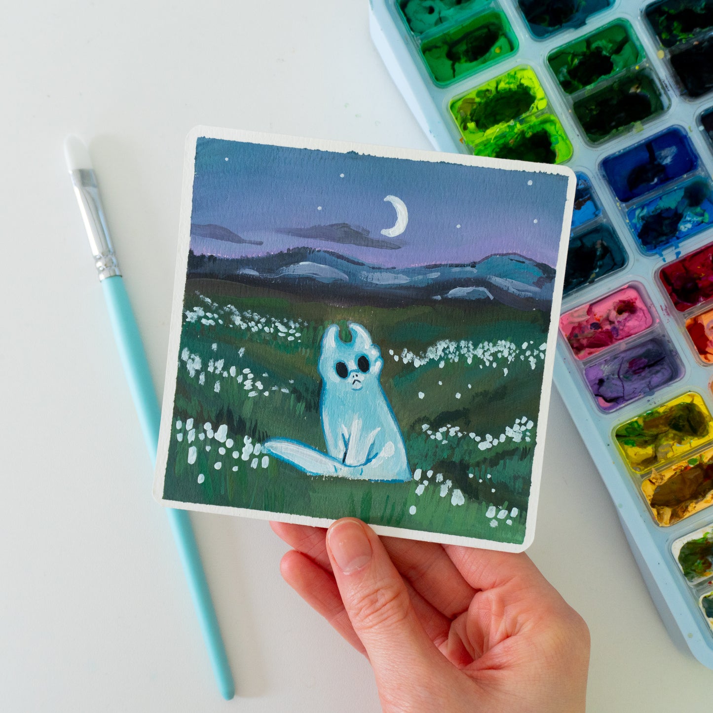 Geist-Drache - Botober Gouache Original Gemälde