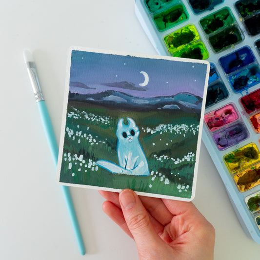 Geist-Drache - Botober Gouache Original Gemälde